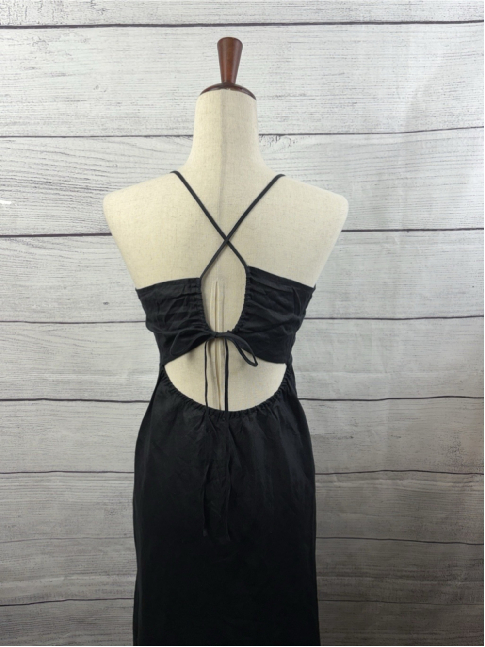 & Other Stories Stockholm Black Cut Out Midi Dress Size 8 Backless Cross Straps - Picture 7 of 10